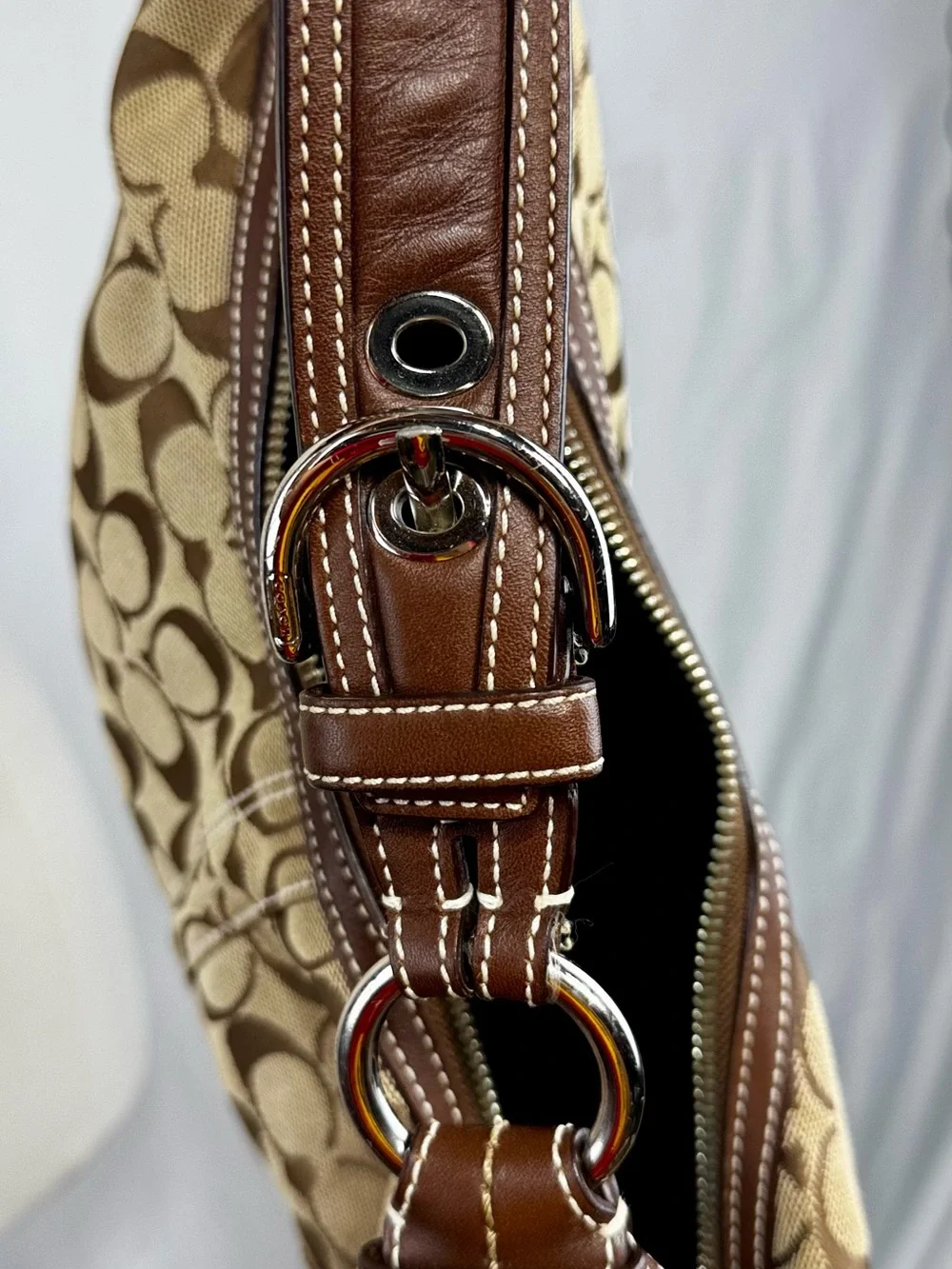 Vintage Coach Soho Signature Hobo Bag Canvas/Leather Brown 10074 Y2K